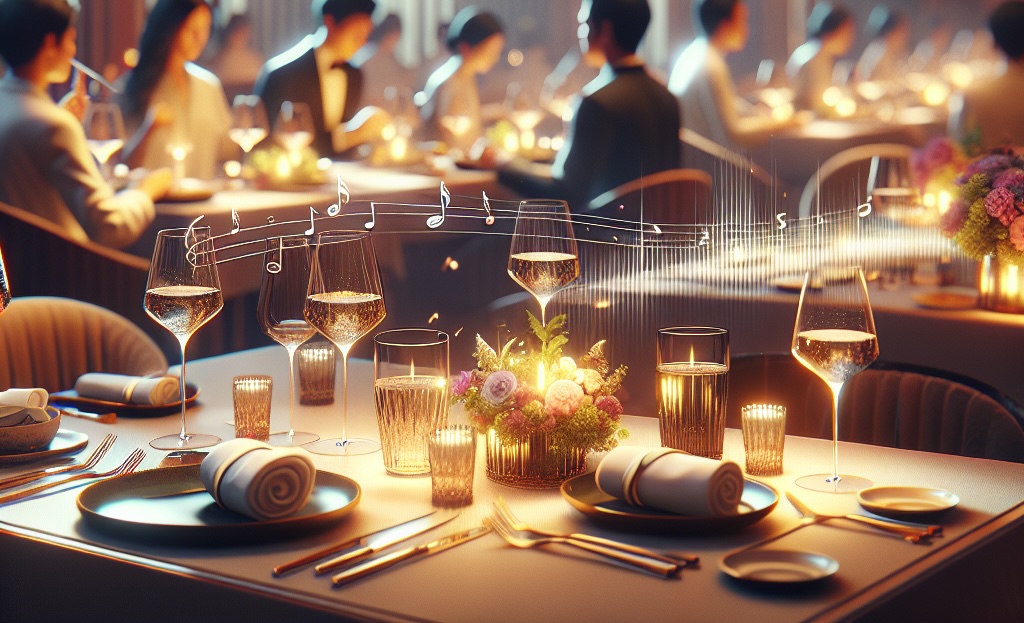 Upscale restaurant with enjoyable ambient music contributing to a satisfying dining experience